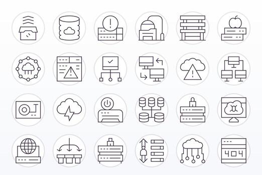 servidor icono colección presentando 24 píxel optimizado 128x128 Delgado línea diseños vector