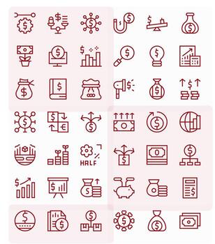 42 Regular Line Icons for Profit in crisp High Resolution Pixel Optimized resolution vector