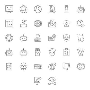 Failure Design Icons featuring 32 Pixel Aligned Thin Line Style vector