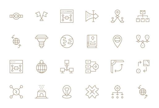 24 Thin Line Pixel Aligned Icons crafted for Routing 256x256 applications vector