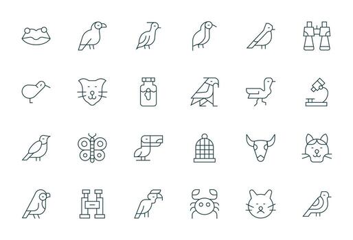 zoología diseño íconos presentando 24 monitor Perfecto Delgado línea estilo vector