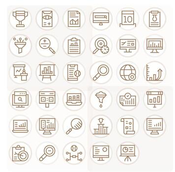 Results Icon Repository containing 35 Regular Line Retina Ready Grid Fitted graphics vector