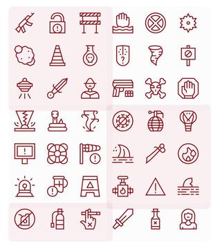 42 Regular Line Pixel Aligned 256x256 Icons from Danger Suite vector