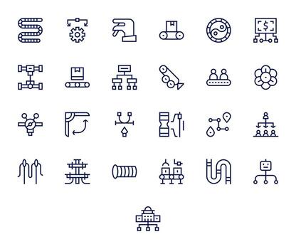 Flow Icon Repository containing 25 Regular Line Retina Ready Display Perfect graphics vector