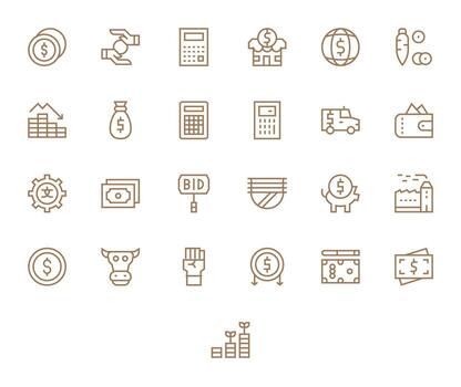 Regular Line Pixel Optimized Icons from Economic Set with 25 High Resolution Icons vector