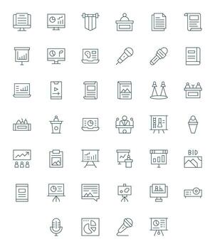 Presentation Premium Bundle with 40 64x64 Editable Thin Line Icons vector