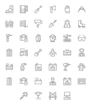 40 High Resolution Thin Line Icons for Work with Display Perfect precision vector