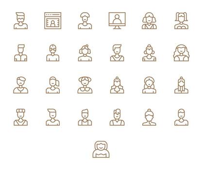 25 Pixel Optimized Icons themed around Person Icon in Retina Ready Regular Line format vector