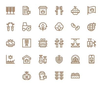 Cultivation Icon Set with 28 Bold Line 128x128 Grid Fitted Graphics vector