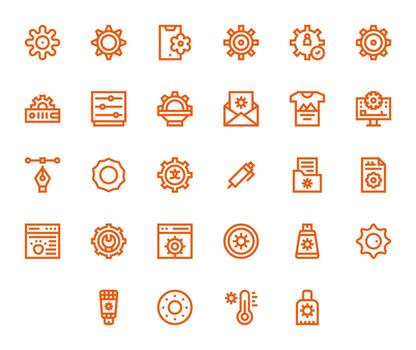 28 Pixel Aligned 64x64 Icons for Customize in elegant Bold Line design vector