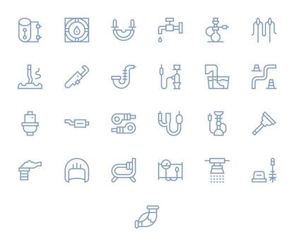 25 píxel alineado regular línea íconos desde tubo colección vector