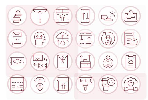 24 Thin Line Icons from File Upload in 64x64 Display Perfect Quality vector