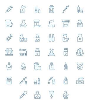 40 Delgado línea píxel alineado íconos para frasco gráficos vector