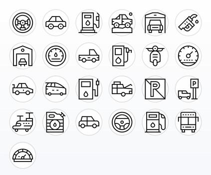 25 Regular Line Icons from Motor Vehicle in 256x256 Display Perfect Quality vector