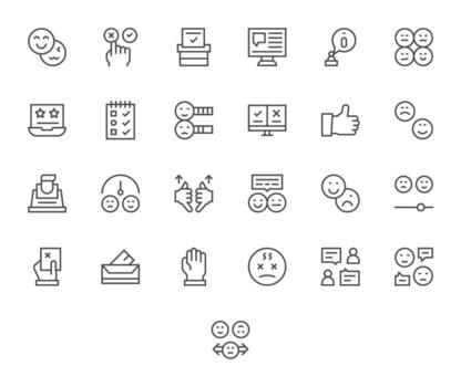 25 Regular Line Icons for Poll in crisp Retina Ready Editable resolution vector