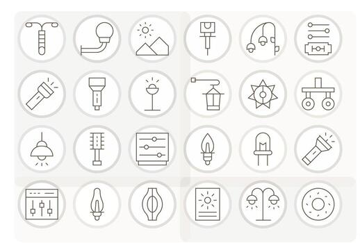 24 Pixel Aligned Thin Line Icons designed for Brightness Interface vector