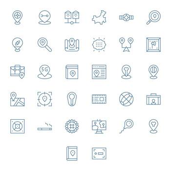32 Icons for Area featuring 256x256 Pixel Aligned Thin Line Graphics vector
