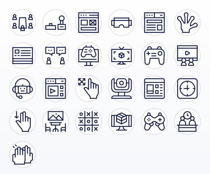 Interactive featuring 25 128x128 Icons in Regular Line Design vector