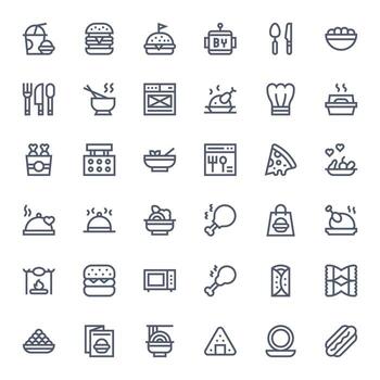 Meal Icon Repository containing 36 Bold Line 256x256 Pixel Aligned graphics vector