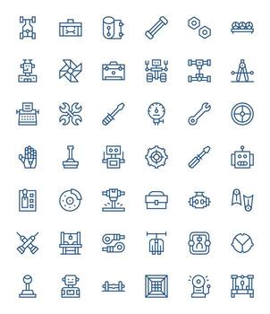 Mechanical Pixel Aligned Set with 42 64x64 Regular Line Icons vector