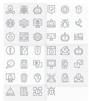 Issue High Resolution Icon Pack with 40 Thin Line Grid Fitted Elements vector