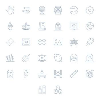 Object Icon Toolkit featuring 32 Display Perfect High Resolution Thin Line elements vector
