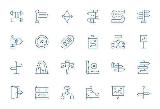 24 Detail Enhanced Thin Line Icons designed for Path Interface vector