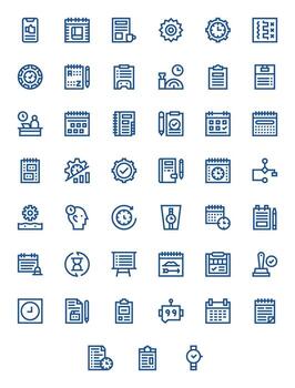 Task Design Icons featuring 45 Pixel Aligned Bold Line Style vector