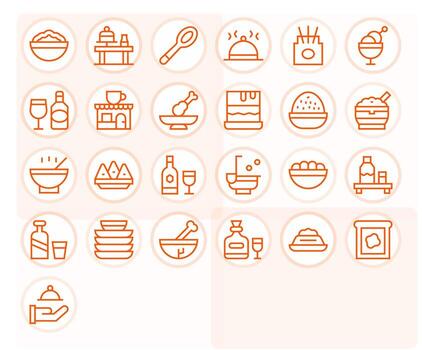 Regular Line Style Serving Icons with 25 High Resolution PIXEL Perfect Designs vector