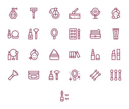 25 Regular Line Icons designed for Makeup in 256x256 Editable format vector