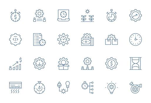 eficiencia diseño íconos presentando 24 píxel alineado Delgado línea estilo vector