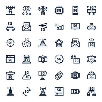 36 Bold Line Pixel Optimized High Resolution Icons from 5G Suite vector