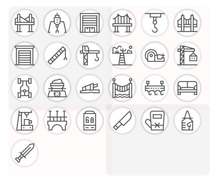 25 alto resolución íconos para acero en editable regular línea formato vector