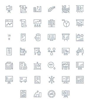 Graph Design Icons featuring 40 PIXEL Perfect Thin Line Style vector