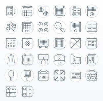 cuadrícula último paquete con 32 128x128 Delgado línea monitor Perfecto íconos vector