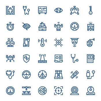 Monitoring Icon Set with 36 Bold Line High Resolution Editable Graphics vector