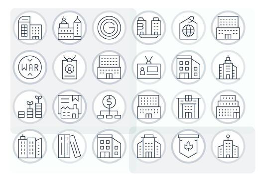 24 256x256 Icons for Company in Editable Thin Line Format vector