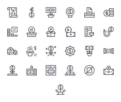 Return Comprehensive Bundle with 25 Display Perfect Regular Line 128x128 Icons vector