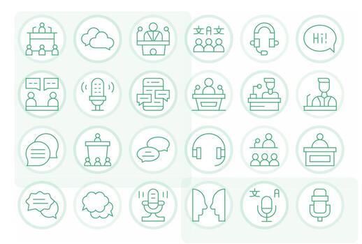 Talk Exclusive Set featuring 24 Thin Line Pixel Aligned 128x128 Icons vector