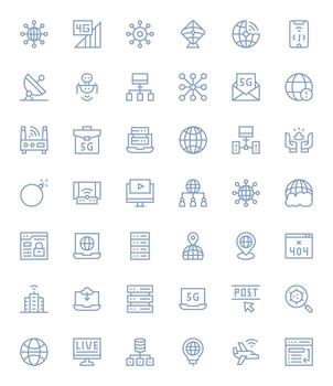 Internet Icon Set with 42 Regular Line 256x256 Detail Enhanced Graphics vector