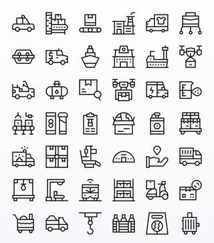 Logistics 64x64 Icon Pack with 42 Regular Line Display Perfect Elements vector