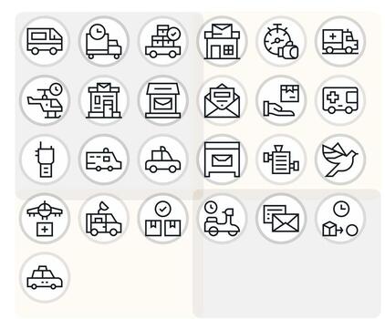 25 Regular Line Icons for Dispatch in crisp 256x256 PIXEL Perfect resolution vector