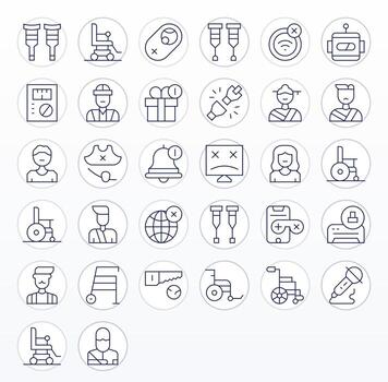 32 Thin Line Detail Enhanced High Resolution Icons from Disabled Suite vector