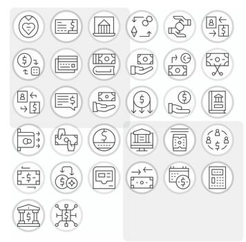 32 256x256 Icons for Withdrawal in Pixel Optimized Thin Line Format vector