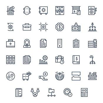 35 128x128 regular línea íconos optimizado para administración píxel Perfecto monitor vector