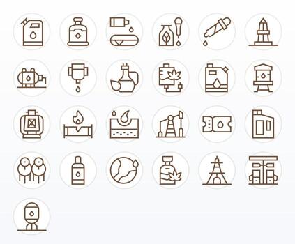 25 Pixel Optimized Icons themed around Oil in 128x128 Regular Line format vector
