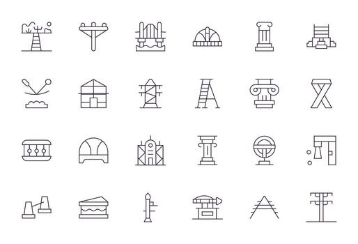 24 64 x 64 Delgado línea editable íconos para apoyo estructura proyectos vector