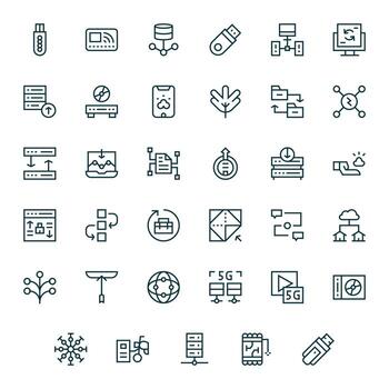 35 Regular Line PIXEL Perfect Icons crafted for Data Transfer Retina Ready applications vector