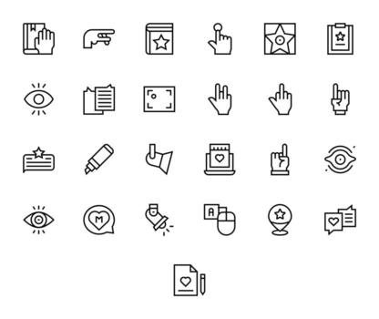Highlight Icon Repository containing 25 Regular Line Retina Ready PIXEL Perfect graphics vector