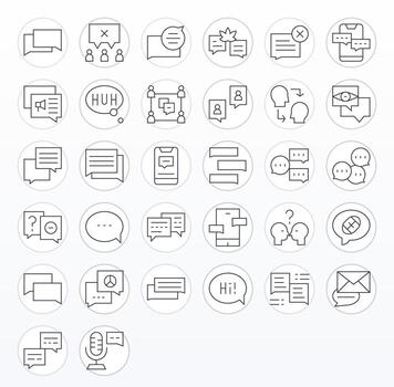 32 Thin Line PIXEL Perfect Icons tailored for Conversation 64x64 interface vector